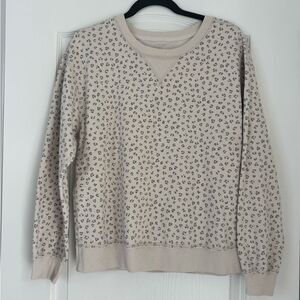 Abercrombie & Fitch Cream and Grey Leopard Crewneck Sweatshirt